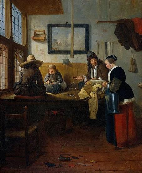 Quirijn van Brekelenkam The Tailor's Workshop oil painting image